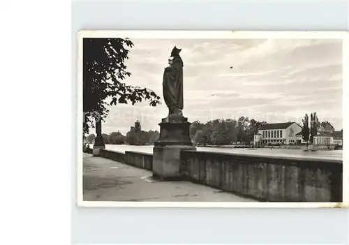 Konstanz Bodensee Partie am Rheinsteg Skulptur Hallenbad Kat. Konstanz