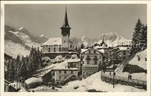 Arosa GR Dorfpartie mit Kirche Kat. Arosa