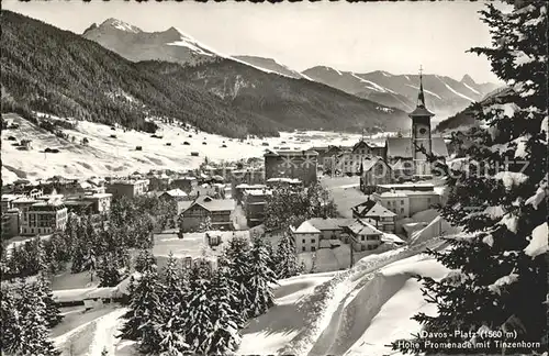 Davos Platz GR Hohe Promenade mit Tinzenhorn / Davos /Bz. Praettigau-Davos