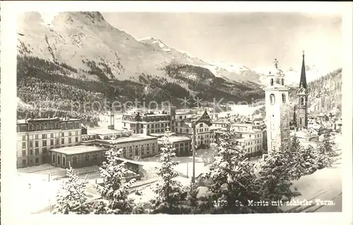 St Moritz GR mit Schiefer Turm Kat. St Moritz