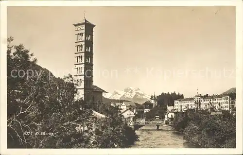 St Moritz GR mit Glockenturm Kat. St Moritz