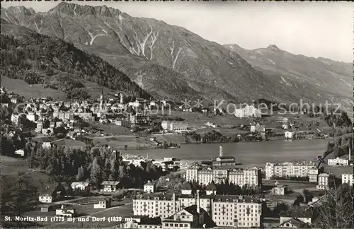 St Moritz Bad GR mit See und Dorf Kat. St Moritz