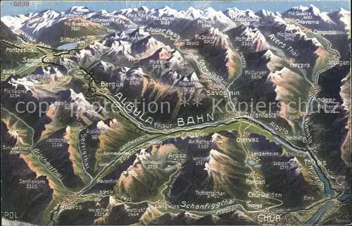 Albulabahn Panoramakarte Kat. Albula