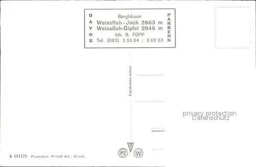 Weissfluhgipfel Berggasthaus mit Weissfluhjoch Kat. Weissfluh