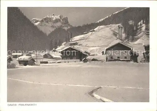 Frauenkirch GR Haeusergruppe tief verschneit Kat. Davos