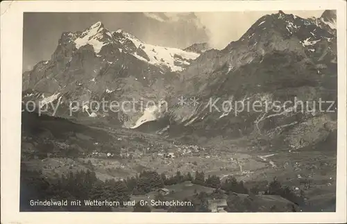 Grindelwald mit Wetterhorn und Gr. Schreckhorn Kat. Grindelwald