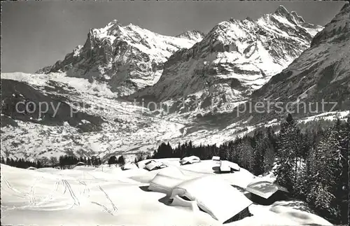 Grindelwald mit Wetterhorn Maennlichen Skigebiet Kat. Grindelwald
