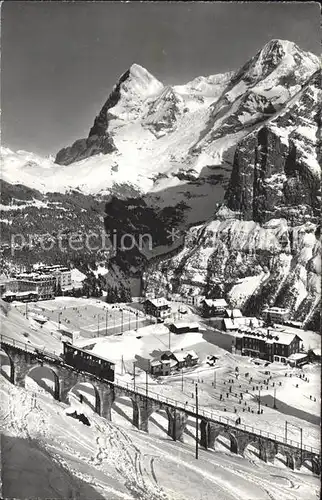 Muerren BE mit Eicher Moench und Allmendhubelbahn Kat. Muerren