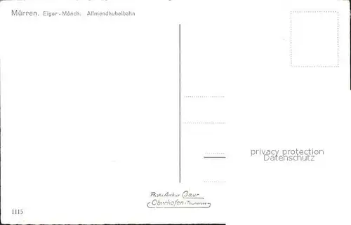 Muerren BE mit Eicher Moench und Allmendhubelbahn Kat. Muerren