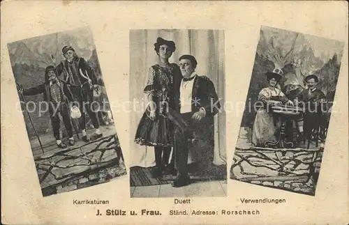 Rorschach Bodensee J. Stuelz und Frau Karrikaturen Duett Verwandlungen Kat. Rorschach
