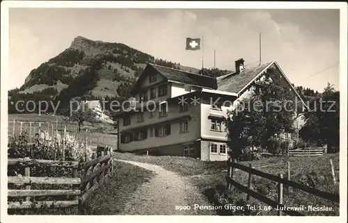 Lutenwil Pension giger Schweizer Flagge Kat. Nesslau