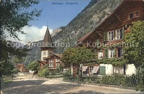 Meiringen BE Dorfpartie mit Kirche  Kat. Meiringen