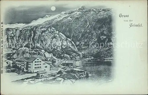 Grimsel Pass Hotel mit See bei Nacht Kat. Grimsel