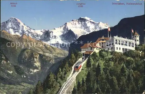Interlaken BE Heimwehfluh Bergbahn mit Moech Jungfrau  Kat. Interlaken
