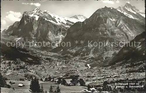 Grindelwald mit Wetter  und Schreckhorn Kat. Grindelwald