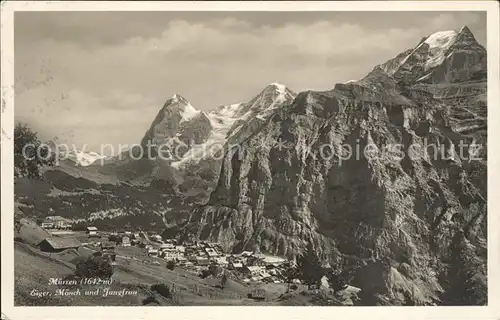 Muerren BE mit Eiger Moench Jungfrau Kat. Muerren