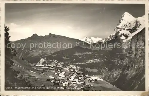 Muerren BE mit Maennlichen Wetterhorn und Eiger Kat. Muerren