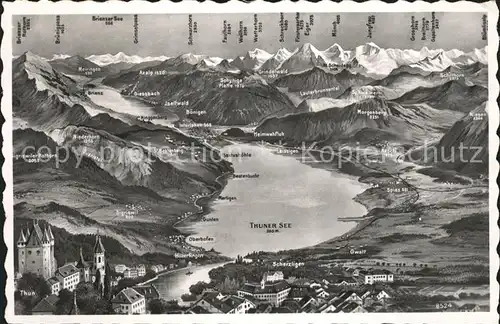 Thunersee Panoramakarte Kat. Thun