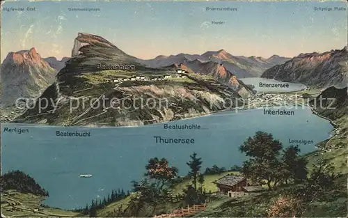 Thunersee Panoramakarte Kat. Thun