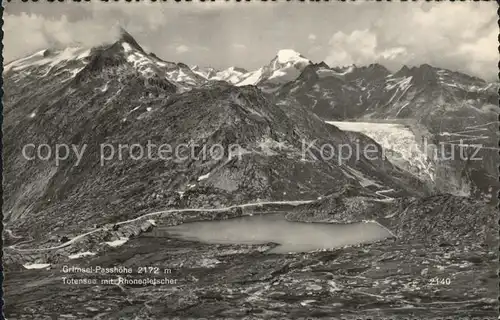 Grimsel Pass Passhoehe Totensee mit Rhonegletscher Kat. Grimsel