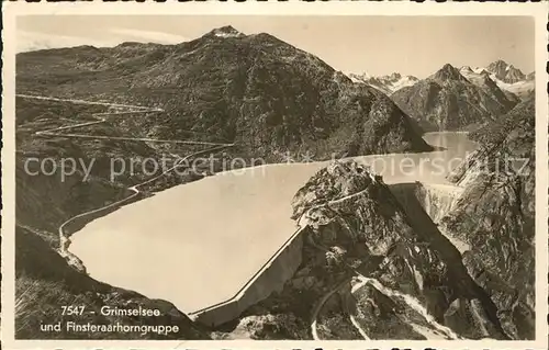 Grimselsee BE Staumauer und Finsteraarhorngruppe Kat. Guttannen