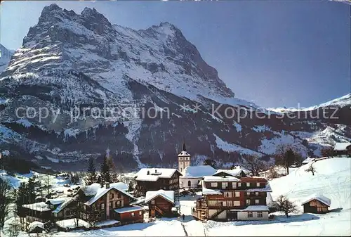 Grindelwald Dorfpartie mit Hoernli und Eiger Kat. Grindelwald