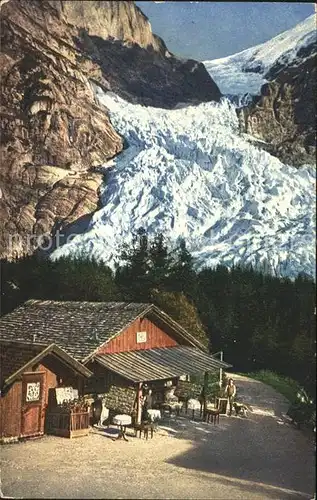 Grindelwaldgletscher mit Berghuetten Kat. Grindelwald