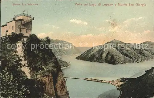 Lago di Lugano Monte San Giorgio e Monte San Salvatore Kat. Italien