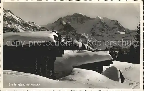 Jungfrau BE bei Wengen mit Berghuetten Kat. Jungfrau