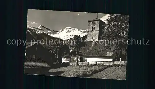 Adelboden Kirche mit Steghorn und Wildstrubel Kat. Adelboden