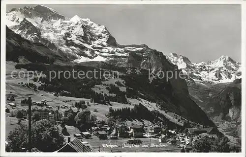 Wengen BE mit Jungfrau und Breithorn Kat. Wengen