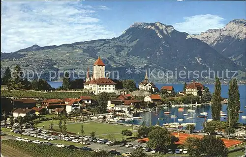 Spiez BE mit Schloss am Thunersee mit Niederhorn Kat. Spiez