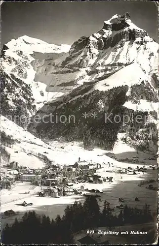 Engelberg OW Winterpanorama mit Hahnen Alpen Kat. Engelberg