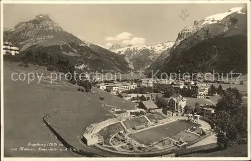 Engelberg OW Panorama mit Hahnen Spannoerter und Titlis Urner Alpen Sportplatz Kat. Engelberg