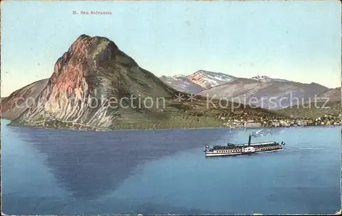 Monte San Salvatore Lago di Lugano Luganersee Dampfer Kat. 