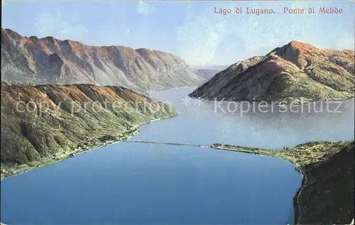 Lago di Lugano Ponte di Melide veduta aerea Kat. Italien