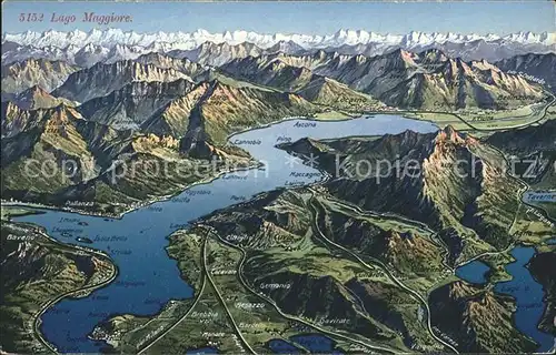 Lago Maggiore und Umgebung Alpenpanorama aus der Vogelperspektive Kat. Italien