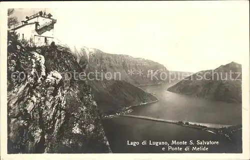 Monte San Salvatore Lago di Lugano Ponte de Melide Luganersee Kat. 