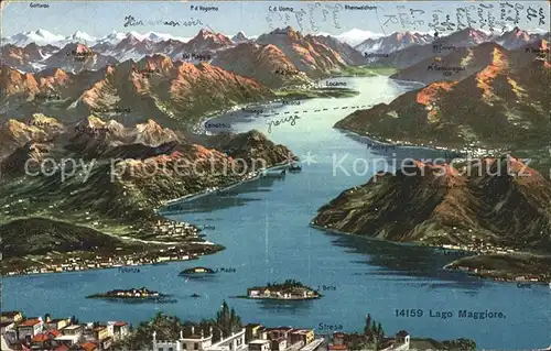 Lago Maggiore und Umgebung Alpenpanorama Vogeperspektive Kat. Italien