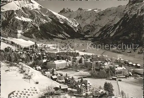 Engelberg OW Gesamtansicht Wintersportplatz mit Spannoerter Alpenpanorama Kat. Engelberg