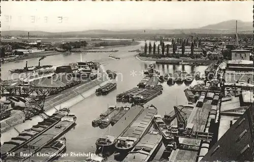 Basel BS Kleinhueniger Rheinhafen Frachtkahn Binnenschifffahrt Kat. Basel