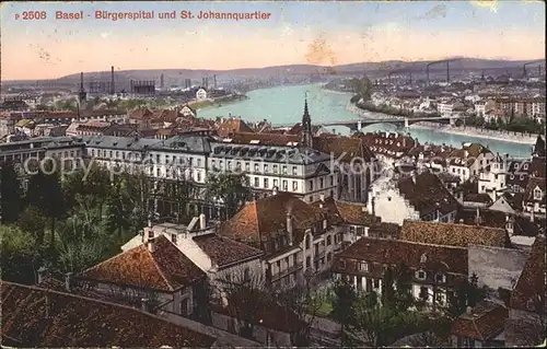 Basel BS Buergerspital und St Johannquartier Rheinbruecke Kat. Basel