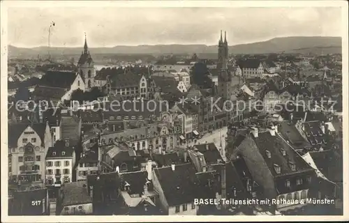 Basel BS Teilansicht mit Rathaus und Muenster Kat. Basel