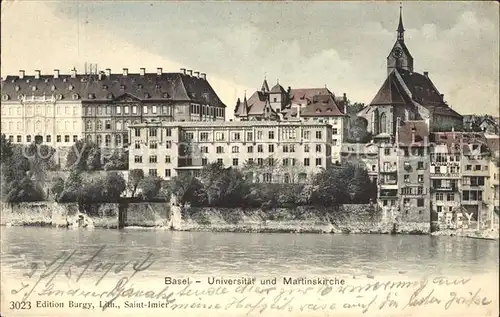 Basel BS Universitaet und Martinskirche Rhein Kat. Basel