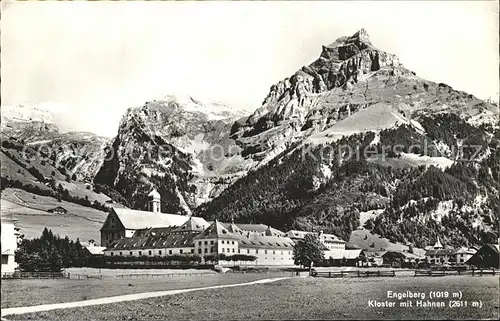 Engelberg OW Kloster mit Hahnen Alpen Kat. Engelberg