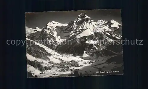 Engelberg OW Winterpanorama mit Hahnen Alpen Kat. Engelberg