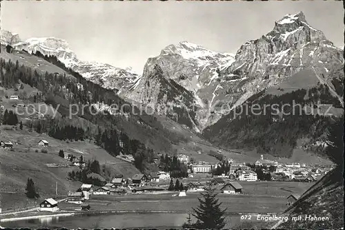 Engelberg OW Gesamtansicht mit Hahnen Alpenpanorama Kat. Engelberg