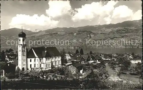 Sachseln OW Ortsansicht mit Kirche Sarnersee Kat. Sachseln