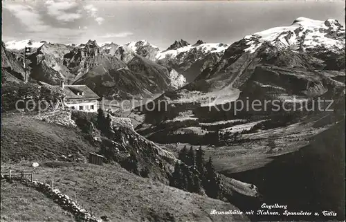 Engelberg OW Brunnihuette mit Hahnen Spannoerter Titlis Urner Alpen Kat. Engelberg