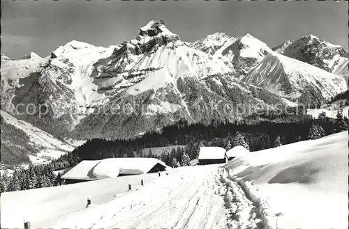 Engelberg OW Untertruebsee mit Blick auf Hahnen Winterpanorama Kat. Engelberg